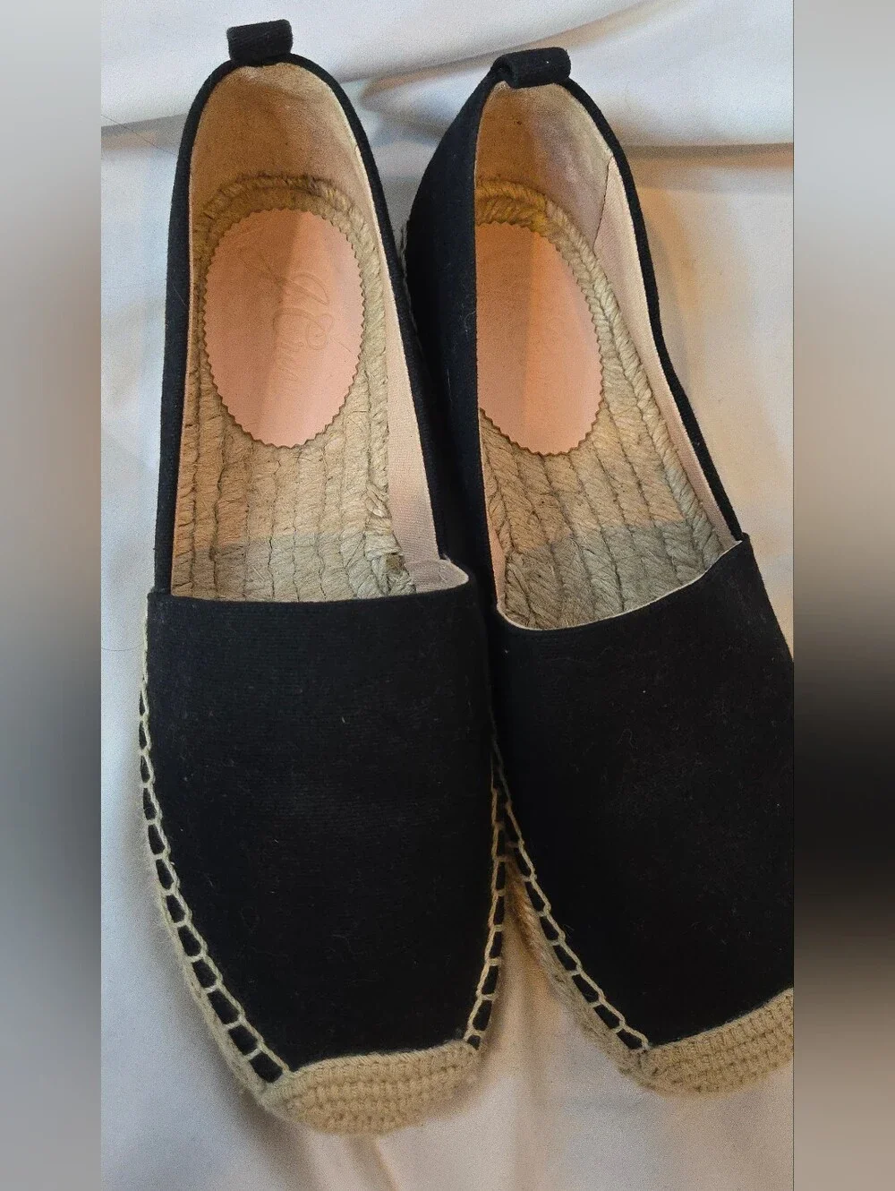 J. Crew Black Canvas Espadrille Woven Jute Flats - Women's 7.5 Slip-On Shoes